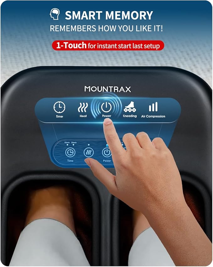 MOUNTRAX Shiatsu Foot Massager with Heat, Deep Kneading Foot Massager for Plantar Fasciitis, Neuropathy, Improve Circulation and Pain Relief – DIY Customizable Design Foot Massage with Drawing Pen
