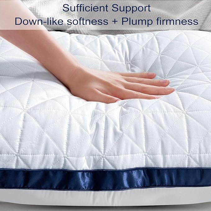 Pillows Standard Size Set of 4 Cooling Hotel Luxury Bed Pillows for Sleeping 4 Pack, Supportive Breathable Down Alternative Gusset Standard Pillow for Back Stomach or Side Sleepers