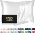 Silk Pillowcase for Hair and Skin, Mulberry Silk Pillow Cases King Size, Anti Acne Cooling Sleep Both Sides Natural Silk Satin Pillow Case Covers with Hidden Zipper, Gifts for Women Men, White