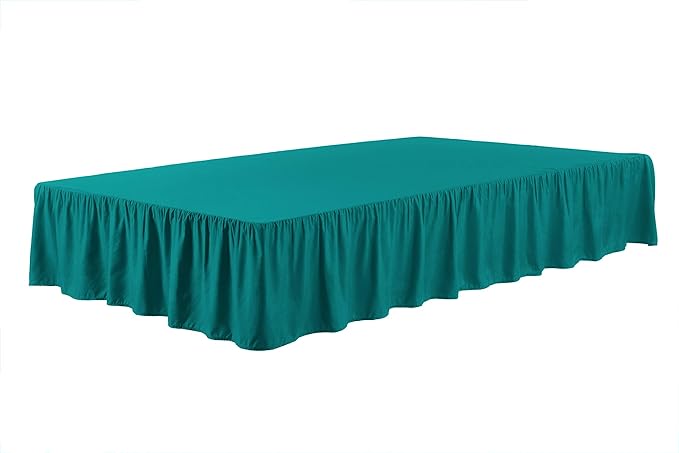 Sheets & Beyond Wrap Around Solid Microfiber Luxury Hotel Quality Fabric Bedroom Gathered Ruffled Bedding Bed Skirt 14 Inch Drop (Full, Teal)