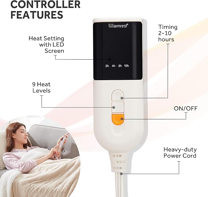 Heated Blanket Electric Blanket Twin Size Soft Flannel Sherpa, 6 Heat Levels Fast Heating, 2 to 10 Hours Auto-Off Detachable Controller Machine Washable, Beige 62"x84"