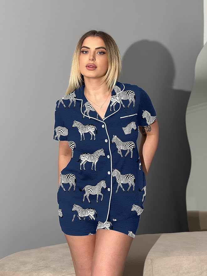 Ekouaer Pajamas for Women Set Silk Satin Pjs Shorts Sleepwear 2 Piece Loungewear S-XXL