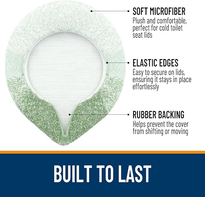 OLANLY Soft Microfiber Bathroom Toilet Lid Cover, Machine Washable Covers, 17.5x15, Stays in Place Rubber Backing, Fits Most Round, Elongated and Oblong Lids, Accessories Decor, Sage Green