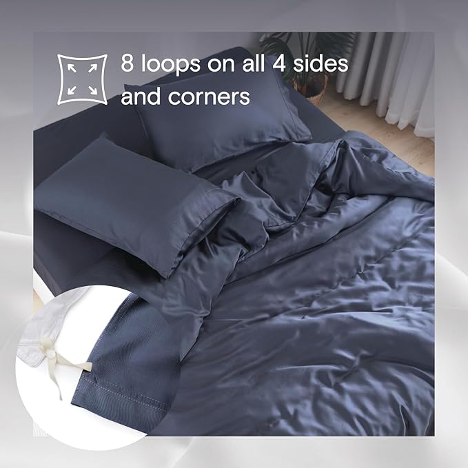 DOZ Duvet Cover Set, 100% Viscose derived from Bamboo, Organically Grown, Buttery Soft, Cooling Duvet Covers, High GSM, 1 Duvet Cover and 1 Pillowcase, 70"x90" (Sapphire, Twin/Twin XL)