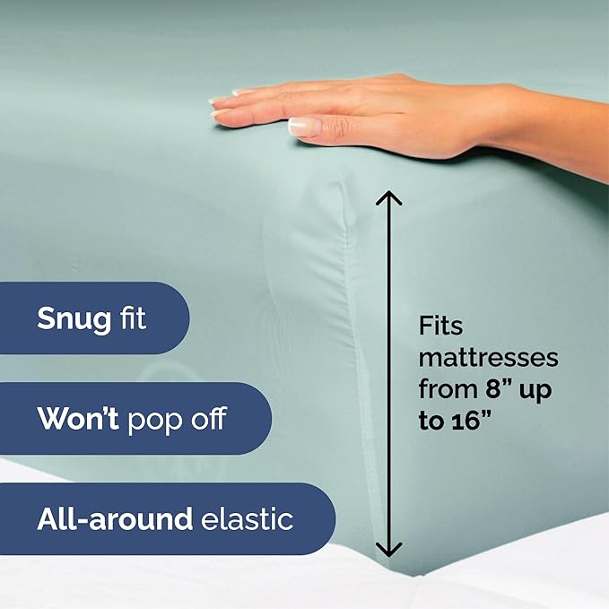 Cal King Size 4 Piece Sheet Set - Extra Soft, Breathable & Cooling - Hotel Luxury Durable Bed Sheets for Women & Men - Deep Pockets, Easy-Fit & Wrinkle-Free - Light Teal Oeko-Tex
