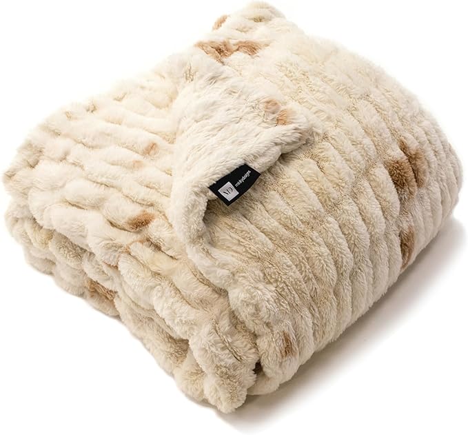 Minky Designs Crème Brulee Minky Blanket – Ultra Soft Faux Fur Throw Blanket for Couch, Bed & Home – Fluffy, Warm & Luxurious – Chic Collection (X-Large, 60x84)