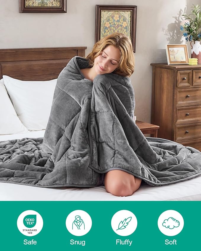 Super Fuzzy Soft Sherpa Fleece Weighted Blanket, 20 lbs Dual Sided Fluffy Heavy Weighted Blankets for Adults - No Bunching with Double Layers of Soft Inner Lining (60"x 80", 20 Pounds)