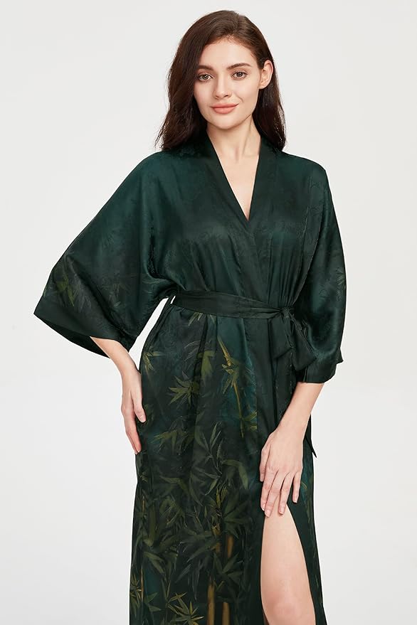 PRODESIGN Kimono Robe for Women - Long Satin Sleepwear Silky Kimono Cover-Up Nightgown Japanese Bathrobe Loungewear Blouse