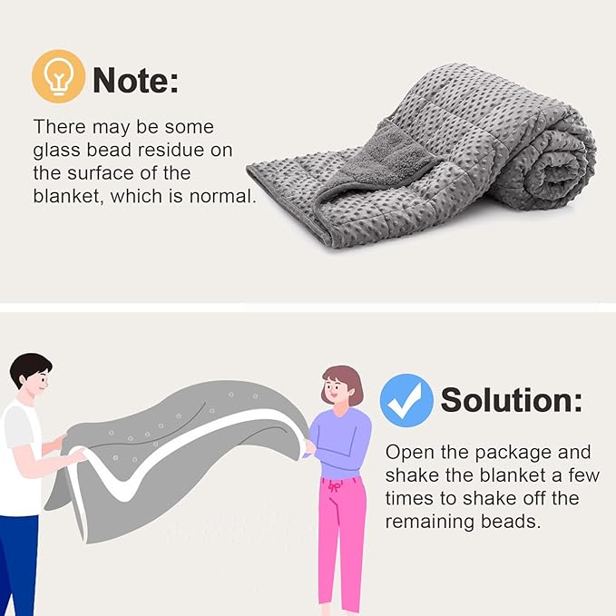 Minky Dot Weighted Blanket for Adults Twin Size 12 lbs, Warm Sherpa Snuggle Heavy Blanket for Autumn Winter with Glass Beads, Great for Stress Relief and Sleep Promotion, Grey 48 x 72 inches