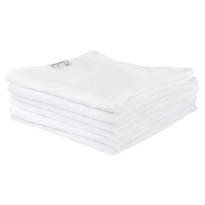 Copper Pearl 6 Ultra Soft Baby Bath Washcloths Premium Large Soft Dove (White) 11" x 11" Towels