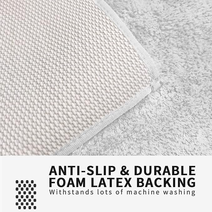 FIFU Bathroom Runner Rug 24" W x 48" L, Bath Mats for Bathroom, Bedroom & Kitchen, Non-Slip Rubber Latex Backing, Comfort & Soft Shower Bathmat & Carpet for Sink, Home & Hallways, White