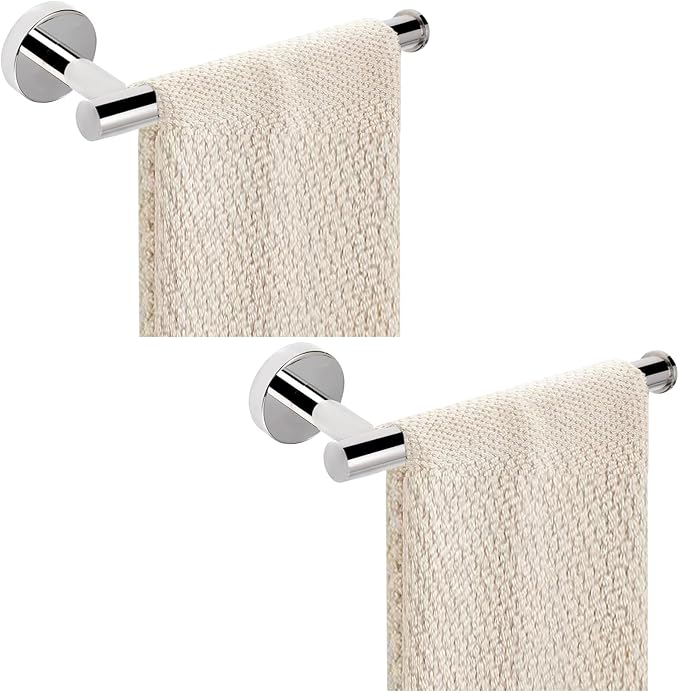 2-Piece Hand Towel Holder - 9" Modern Design Towel Ring, Thicken SUS 304 Stainless Steel Towel Holder for Bathroom Wall, Contemporary Hand Towel Rack - Chrome