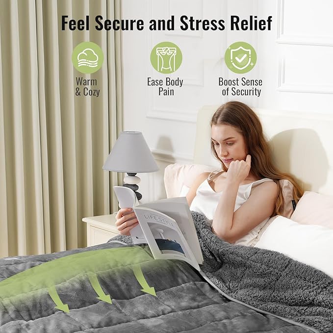Uttermara Weighted Blanket King Size 20 LBS for Adult, Sherpa Weighted Blankets with Soft Plush Flannel, Cozy Fluffy Warm Sherpa Bed Blanket, Winter Thick Heavy Blanket, 90x90 Inches Grey
