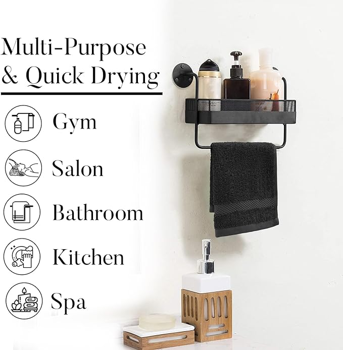 DAN RIVER 12-Pack Premium 100% Cotton Black Face Towels – Reusable Face Towel Set, Soft & Absorbent Rough Wash Cloths for Bathroom & Body – Hand and Face Towels, 550 GSM (12x12 in)