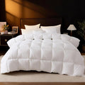 DROVAN Goose Feather Down Fiber Comforter Full Size - 100% Cotton Duvet Insert with 8 Corner Loops - Luxurious All-Season Hotel Collection, 82x86 Inch