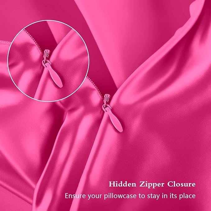 Silk Pillowcase for Hair and Skin, Mulberry Silk Pillow Cases Queen Size, Anti Acne Cooling Beauty Sleep Both Sides Natural Silk Satin Pillowcases with Hidden Zipper, Gifts for Women Men, Hot Pink