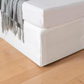 Queen Bed Skirt, Grid Plaid Soft Quadruple Pleated Ruffle Bed Skirt, Tailored Dust Ruffle 14 Inch Drop Easy Fit, Machine Washable (White)