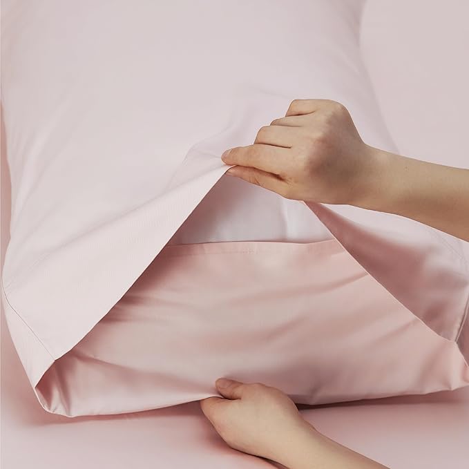 Bedsure Full Size Bed Sheets, Cooling Sheets, Rayon Derived from Bamboo, Breathable & Soft, Deep Pocket Up to 16 Inches, Hotel Luxury Silky Bedding for Hot Sleepers, Pink