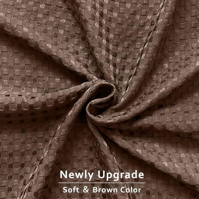 MIYE Pleated Waffle Weave Bed Skirt, Tailored Dust Ruffle 14 Inch Drop Easy Fit, Machine Washable (Brown, Queen - 14" Drop)