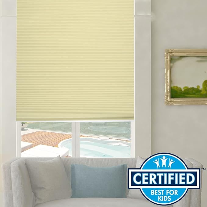 Persilux 100% Blackout Cordless Cellular Shades & Blinds Honeycomb Blinds Bottom up Thermal Insulated Window Shades for Home, Windows and Kitchen, Cream, 43" W x 38" H