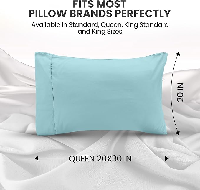 Pillow Covers by Utopia Bedding - Queen Size 2-Pack – Soft Brushed Microfiber – Perfect for Hospitals, Hotels, Guest Rooms – Oeko-TEX Certified, 20x30 Inches (Spa Blue)