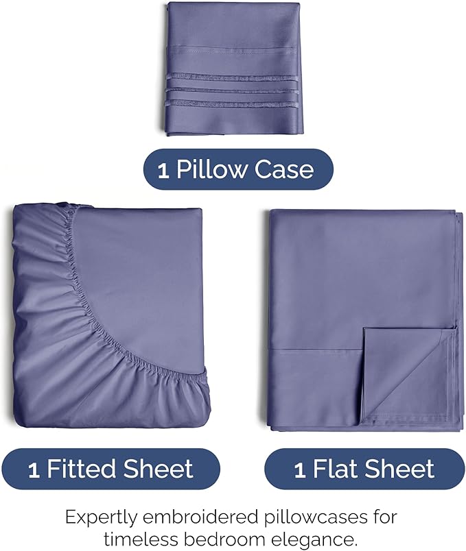 Twin XL Size 3 Piece Sheet Set - Extra Soft, Breathable & Cooling Sheets - Hotel Luxury Bed Sheets for Women & Men - Deep Pockets, Easy-Fit & Wrinkle-Free Sheets - Twilight Purple Oeko-Tex Bed Sheets