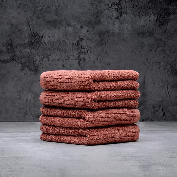 LUXOME Luxury Performance 4-Piece Hand Towel Set | Patented Quick-Dry Tech | Ultra Soft | 16" W x 30" L | Clay