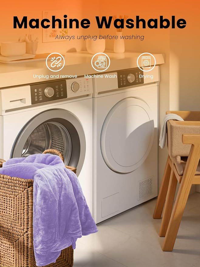 Electric Heated Blanket Queen, Ultra‑Cozy Premium Flannel & Sherpa, Even Heat Distribution & Stable Temp, 1–10H Auto‑Off, 8 Temps (86–125.6°F), Overheat Protection, Ideal Gifts for Grandma