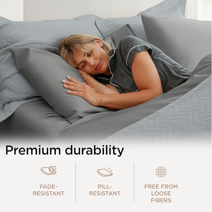 Threadmill Twin Sheet Set |656 Thread Count 100% Supima Cotton Sheets for Twin Mattress | Solid Sateen Twin Bed Sheets Set with 16” Deep Pocket | Soft Breathable 3-Piece Cooling Sheet Set | Dark Grey