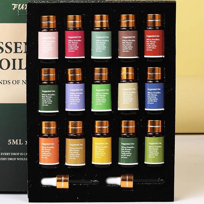 Essential Oils by FUHITIM,15 Pcs Essential Oil Set - for Diffuser, Massage, Fragrance Oil Scent for DIY Candle and Soap Making (15 * 5ML)