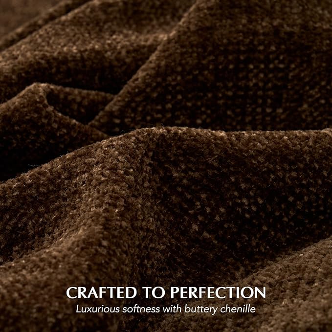 EVERGRACE Soft Chenille Throw Blanket for Couch, Cozy Plush Fuzzy Decorative Chenille Knit Throw Blanket with Tassels, Lightweight Blanket and Throws for Bed Sofa Gift Home Decor, Dark Brown 50"x60"