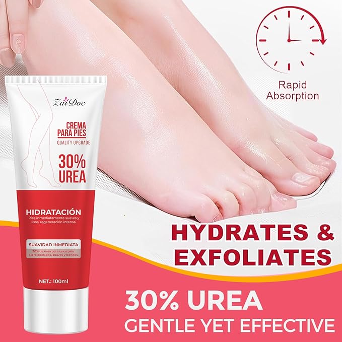 Urea Cream 30 Percent for Feet 3.38 oz, Foot Cream and Hand Cream Maximum Strength with Hyaluronic Acid, Aloe Vera for Deep Moisturizes, Callus Remover