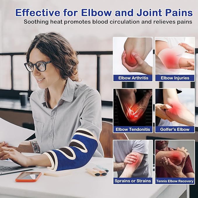 JOBYNA Elbow Heating Pad, Adjustable Tennis Elbow Pad for Men Women, 86℉-158℉ & Auto Shut Off, Arm Heat Therapy for Golfer's Elbow, Bursitis, Sprains, Strains, Tendonitis, and Arthritis