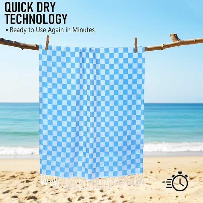 4 Pack Cotton Turkish Beach Towel Lightweight Thin Travel Vacation Essentials Oversized XL Towels Set for Pool Swim Bath Camping Cruise Accessories Must Haves Absorbent Quick Dry Sand Proof Gifts