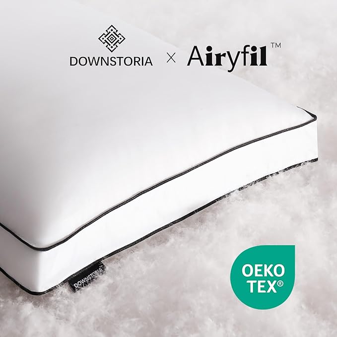 Feather Down Pillows King Size Set of 2 with Gusset, Luxury Hotel Collection Bed Pillow 2 Pack, Down Surrounded Pillows for Sleeping, Soft for Side, Back Sleepers 20x36 in.