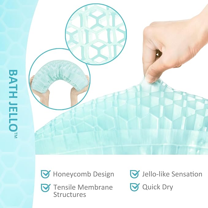 Sunlit Bath Jello Gel Bath Pillows, Lumbar Pillow for Bathtub, Back Support Pillow, Gel Pillow with Non-Slip Suction Cups for Lumbar, Back Rest Support, Fits Curved or Straight Back Tubs, Ice Blue