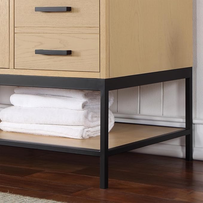 Wildy 60" Single Bathroom Vanity Set in Black Oak Without Mirror