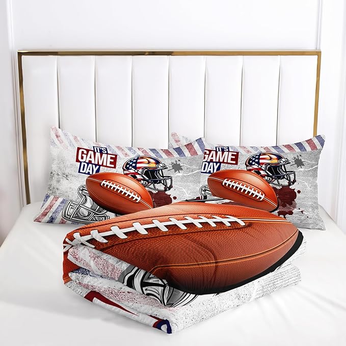 Full Size Kids Comforter Sets Boys Football，Sport Themed Full Size Bedding，Sport Quilt for Boys