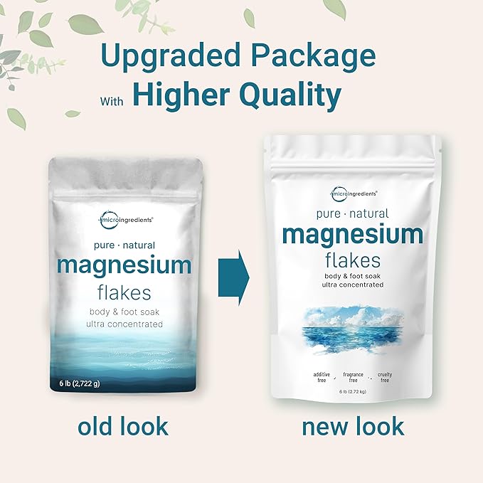 Micro Ingredients Magnesium Flakes, 6lbs | Great Alternative to Epsom Salt for Foot & Body Bath Soaks | High Absorption | Natural Magnesium Chloride Minerals | Relaxation & Skin Hydration Support