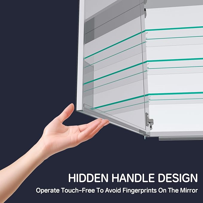 Medicine Cabinet 16" x 30", Bathroom Medicine Cabinet with Mirror, Recessed Medicine Cabinets with Adjustable Shelves, Soft-Closing Door, and Aluminum Alloy Frame - Reverse Installation, Silver