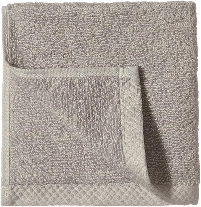 Amazon Basics Cotton Washcloths, Quick-Dry, 12" x 12", 12-Pack, Platinum