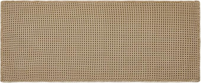 Waffle Bath Mat, Boho Bathroom Rugs Non Slip Washable Super Absorbent Quick Dry Farmhouse Bathroom Decor, 48"x24" / 4'x2' Khaki