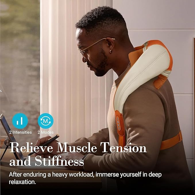 Shiatsu Neck Massager with Heat - Cordless 4D Expert Neck Shoulder Massage for Pain Relief,Upgarded Kneading Massager for Muscle Relaxation, Gifts for Men Women