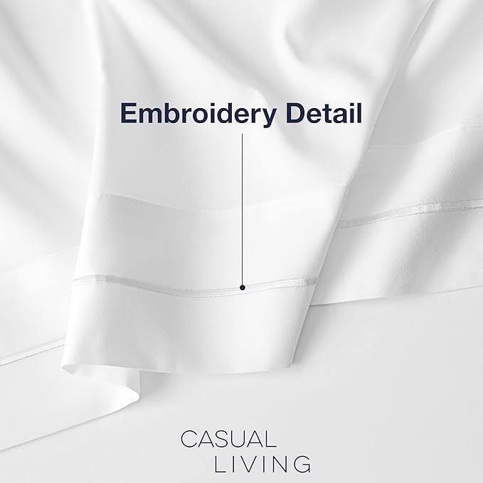 CASUAL LIVING Twin Sheets Set 3 Piece Cooling Sheets with 1 Pillowcase Soft Microfiber Hypoallergenic Washable Bed Set Deep Pocket Lightweight Bedding for College Dorm Essentials, Twin, White