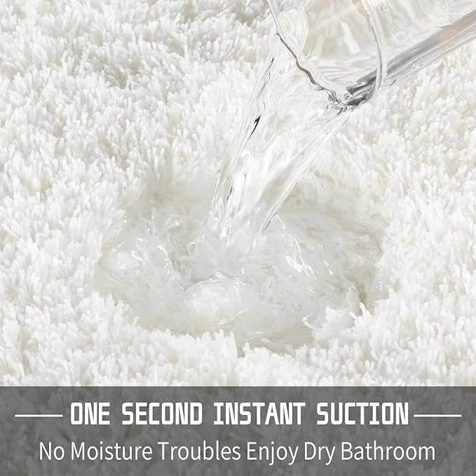 Yimobra Bathroom Rugs Non Slip Washable 36x24, Ultra Soft and Water Absorbent Bath Mats, Plush Fluffy Shower Mat Outside, Luxury Microfiber Thick Carpet Matts for Bathroom Floor/Tub, Off White