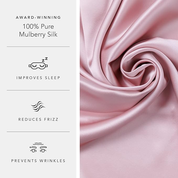 Fishers Finery 25mm 100% Pure Mulberry Silk Pillowcase (English Rose Queen)