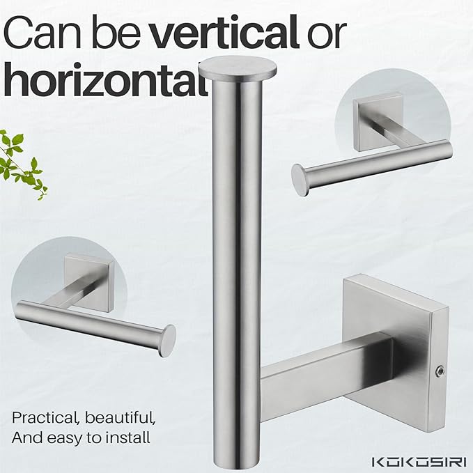 KOKOSIRI Toilet Paper Holder Tissue Paper Dispenser for Bathroom Toilet Roll Holder Wall Mounted, Brushed Nickel Stainless Steel 2 Pack, B2008BR-P2