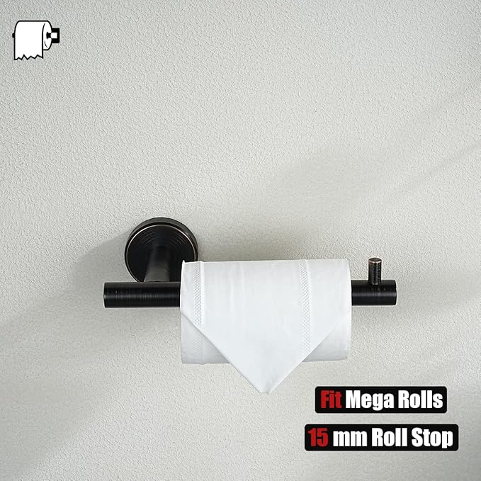 JQK Toilet Paper Holder Oil Rubbed Bronze, 5 Inch 304 Stainless Steel Thick 0.8mm Tissue Paper Dispenser for Bathroom, Hold Mega Rolls Wall Mount 2 Pack, TPH100-ORB-P2