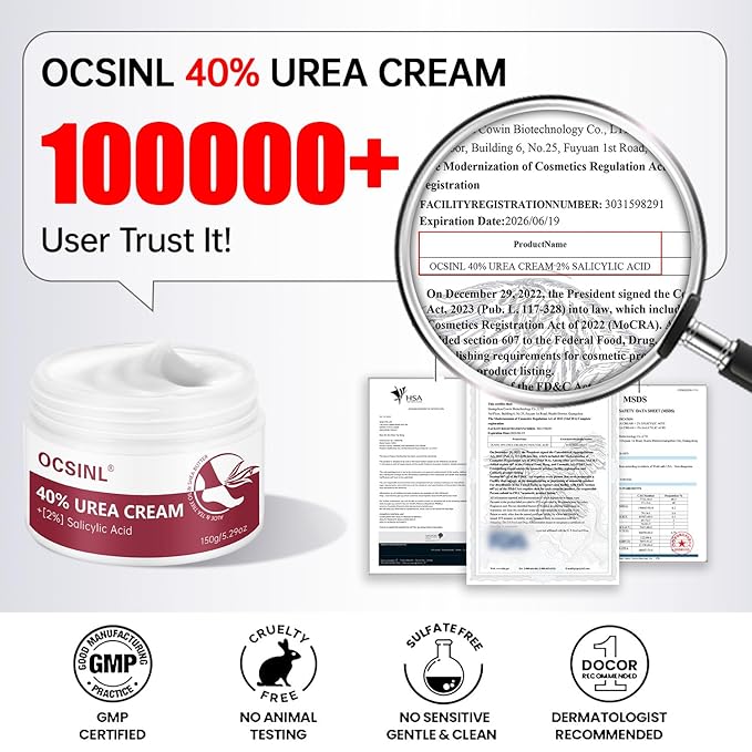 Urea Cream 40 Percent for Feet Maximum Strength, with Heel Protectors, Foot Moisturizer Cream for Dry Cracked Heels Rough Dead Dry Skin Foot Callus Remover - 5.29 Oz