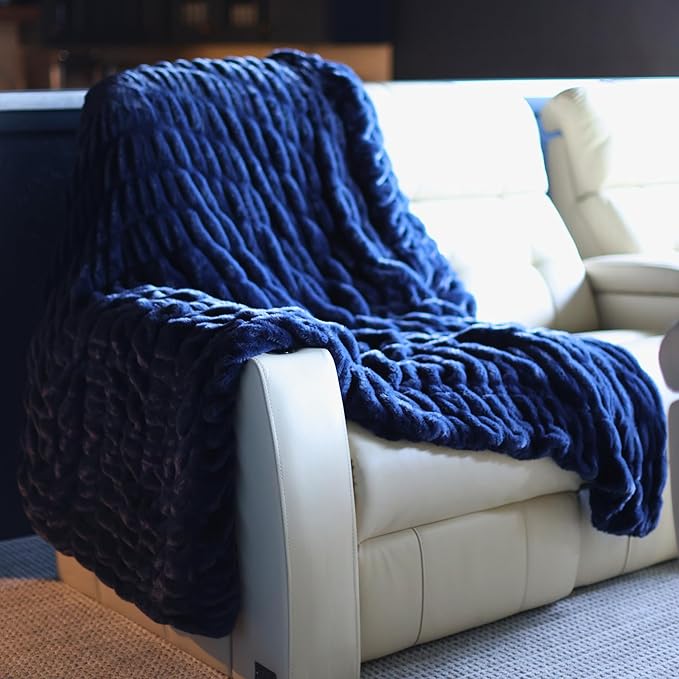 Minky Designs Midnight Horizon Minky Blanket – Ultra Soft Faux Fur Throw Blanket for Couch, Bed & Home – Fluffy, Warm & Luxurious – Chic Collection (Medium, 50x60)